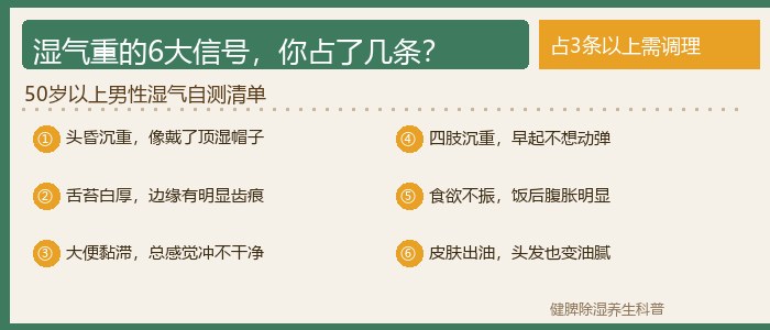 健脾除湿湿气重症状自测清单 - 山东中老年男性养生